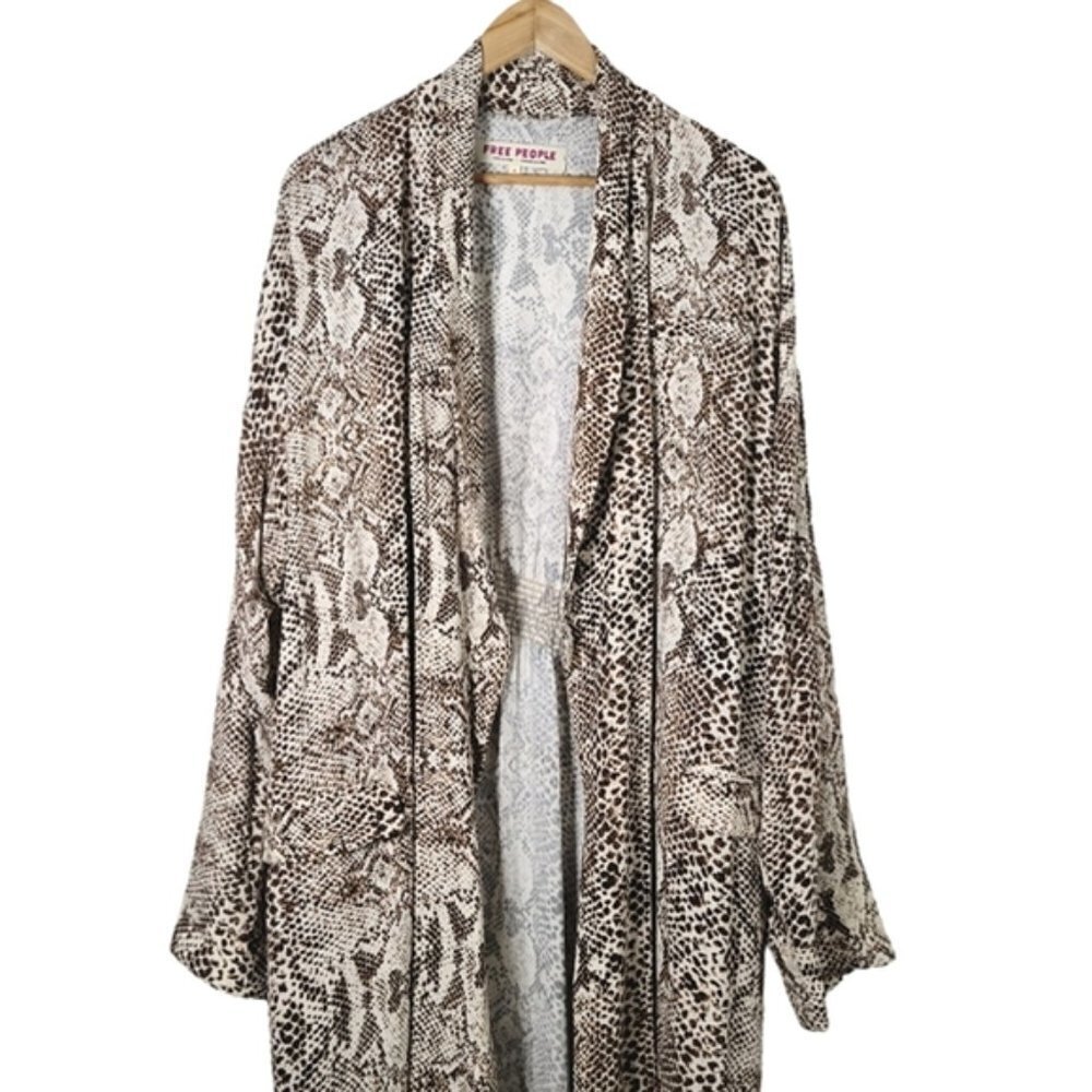 Free People Wild Nights Snake Print Duster Womens Full Length Kimono Jacket Sz M - Picture 5 of 16